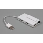 Адаптер USB2.0 to Ethernet 100Mb, 3 port hub, белый