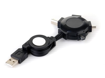 Адаптер Cablexpert A-USB4TO1, 3 mini пори USB та BM порт USB, кабель, що розмотуєтся (1 з 1)