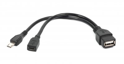 Кабель OTG USB 2.0, A-мама/micro B-тато, 0.15 м (1 з 2)