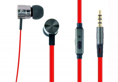 Вакуумні навушники з мікрофоном, металевий корпус, чорний (1 з 4)