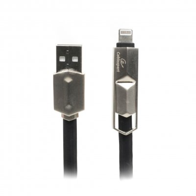 Кабель USB 2.0 А-тато/Lightning/Micro USB, 1.0 м, преміум, плоский, 2.4 А (1 з 5)