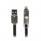 Кабель USB 2.0 А-тато/Lightning/Micro USB, 1.0 м, преміум, плоский, 2.4 А