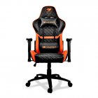 Крісло геймерське, дихаюча екошкіра, сталевий каркас, чорний+помаранчевий