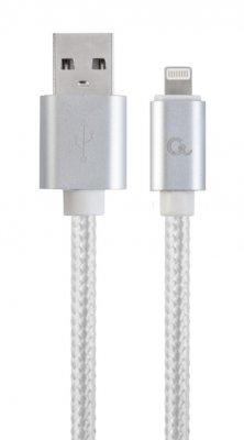 Кабель USB 2.0, A-тато/Lightning, 1.8 м, з обплетенням та металевими роз'ємами (1 з 4)
