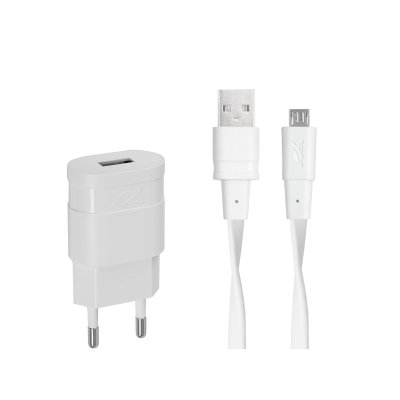 Мережевий зарядний пристрій, USB, 1 порт, кабель micro USB (1 з 4)