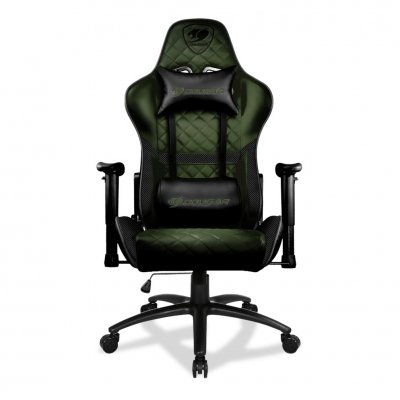 Крісло геймерське, дихаюча екошкіра, сталевий каркас, темно-зелений + чорний (1 з 5)