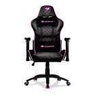 Кресло геймерское, дышащая экокожа, стальной каркас, черный+розовый