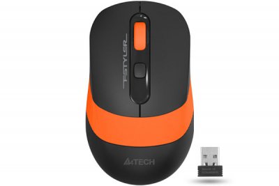 Миша бездротова Fstyler, USB, 2000 dpi, чорний + помаранчевий (1 з 6)