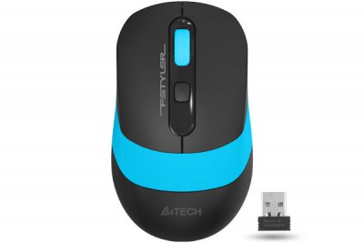 Миша бездротова Fstyler, USB, 2000 dpi, чорний + синій (1 з 6)