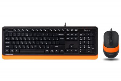Комплект дротовий Fstyler клавіатура+миша, чорно-помаранчевий, USB (1 з 10)