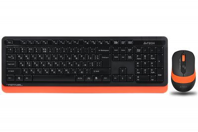 Комплект бездротовий Fstyler клавіатура+миша, чорно-помаранчевий, USB (1 з 5)