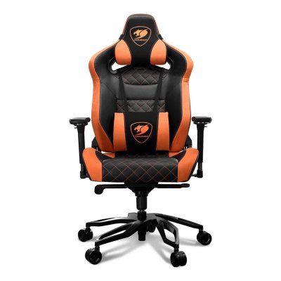 Кресло геймерское, нагрузка до 160 кг, дышащая экокожа c замшеподобными вставками, черный+оранжевое (1 з 9)