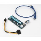 Riser карта PCI-EX, x1=>x16, 6-pin, SATA=>6Pin, USB 3.0 AM-AM 0.6 м (синій), конденсатори EL1608, пакет