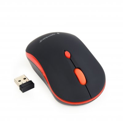 Бездротова оптична миша, USB, 1600 dpi, червона (1 з 3)