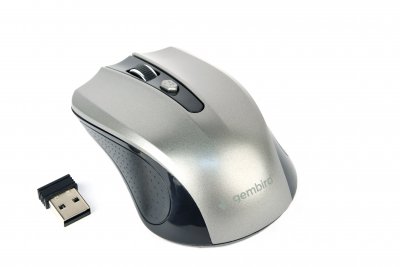 Бездротова оптична миша, USB, 1600 dpi, сiро-чорна (1 з 3)