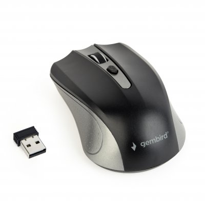 Бездротова оптична миша, USB, 1600 dpi, чорно-сiра (1 з 3)