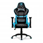 Кресло геймерское, дышащая экокожа, стальной каркас, черный+голубой
