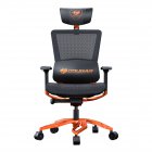 Крісло геймерське ергономічне, дихаючий текстиль, алюмінієвий каркас, чорний+помаранчевий