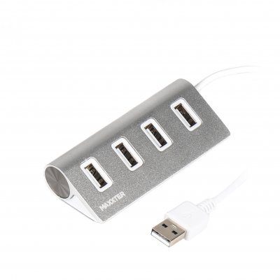 Хаб USB 2.0 Type-A на 4 порти, метал, сріблястий (1 з 4)