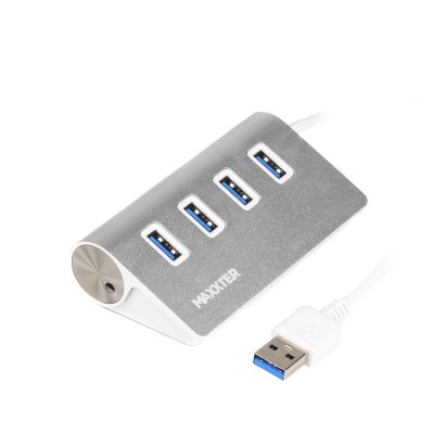 Хаб USB 3.0 Type-A на 4 порти, метал, сріблястий (1 з 4)