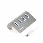 Хаб USB 3.0 Type-C на 4 порта, металл, серебристый
