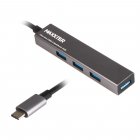 Хаб USB 3.0 Type-С на 4 порти, метал, темно-сірий