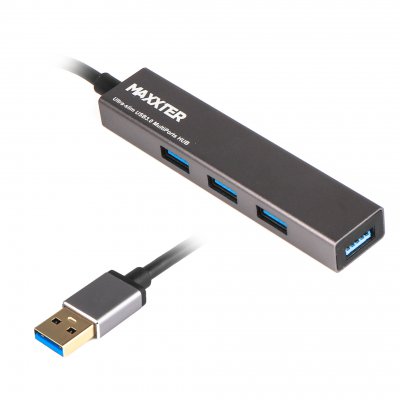 Хаб USB 3.0 Type-A на 4 порти, метал, темно-сірий (1 з 3)
