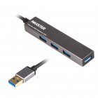 Хаб USB 3.0 Type-A на 4 порти, метал, темно-сірий