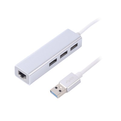 Адаптер, з USB на Gigabit Ethernet, 3 Ports USB 3.0, 1000 Mbps, метал, сірий (1 з 3)