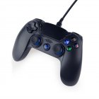 Дротовий геймпад для PS4/PC, вібрація, LED підсвічування, пластик, чорний