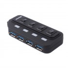 Хаб USB 2.0 Type-A на 4 порти, 1 м кабель Type-B, 5V1A зарядка в комплекті, пластик, чорний
