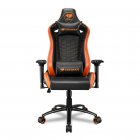 Крісло геймерське, дихаюча екошкіра, сталевий каркас, чорний + помаранчевий