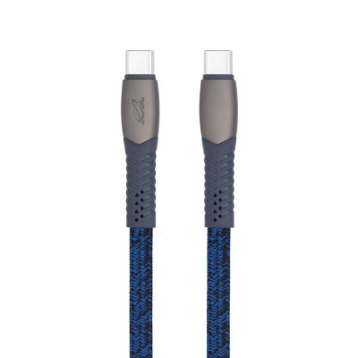 Кабель USB 2.0 Type-C/Type-C, тканинне обплетення, 1.2 м, 3А, 60 Вт, синій (1 з 4)