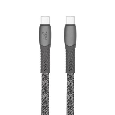 Кабель USB 2.0 Type-C/Type-C, тканинне обплетення, 2.1 м, 3А, 60 Вт, сірий (1 з 3)