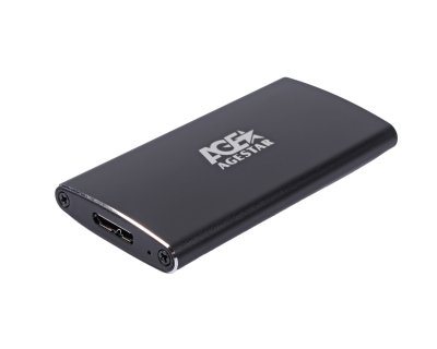 Зовнішня кишеня для mSATA, USB 3.0, метал, чорний (1 з 4)
