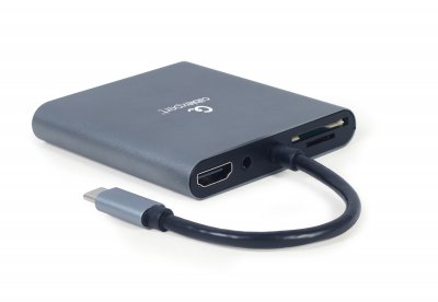 Док станція USB-C 6-в-1 (Hub3.1/HDMI/VGA/PD/картридер/стерео аудіо), сірий (1 з 4)