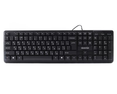 Клавіатура дротова офісна, USB, пластик, чорний (1 з 3)
