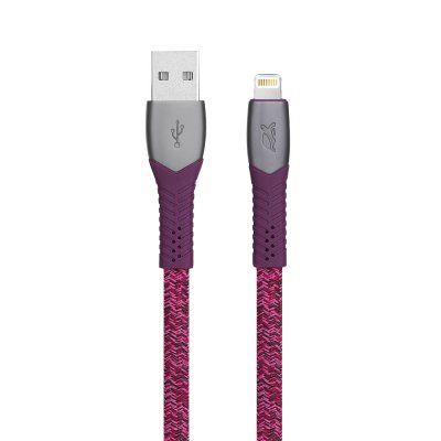 Кабель USB 2.0 MFI Type-A/Lighting, тканинне обплетення, 1.2 м, 3 А, 60 Вт, червоний (1 з 3)