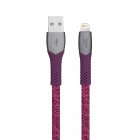 Кабель USB 2.0 MFI Type-A/Lighting, тканевая оплетка, 1,2м, 3А, 60W, красный