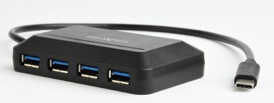 Хаб USB 3.0 Type-С на 4 порти, пластик, чорний (1 з 4)