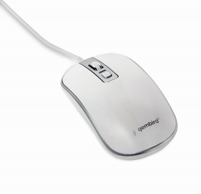 Оптична миша, USB інтерфейс, 1600 dpi, бiло-сiрий (1 з 3)