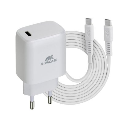 Мережевий зарядний пристрій, 1 USB Type-C, PD 20 Вт, кабель Type-C, білий (1 з 5)