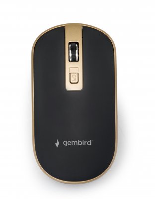 Бездротова оптична миша, USB, 1600 dpi, чорна с золотом (1 з 4)