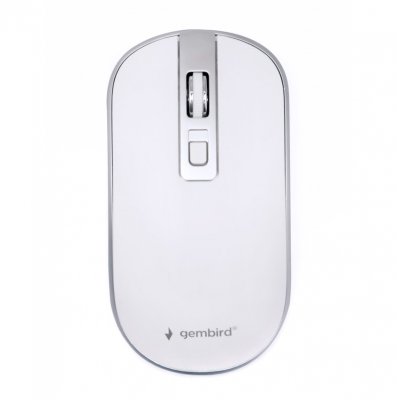 Бездротова оптична миша, USB, 1600 dpi, біла з сірим (1 з 4)