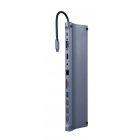 Док станція USB-C 11-в-1 (USB-хаб + HDMI/VGA/PD/картридер/LAN/3.5-мм аудіо), сірий