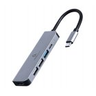 Док станція USB-C 5-в-1 (хаб/HDMI/PD), сірий