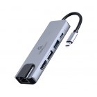 Док станція USB-C 5-в-1 (хаб/HDMI/PD/LAN), сірий