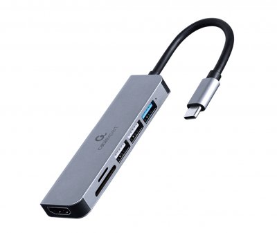 Док станція USB-C 6-в-1 (хаб/HDMI/картридер), сірий (1 з 2)