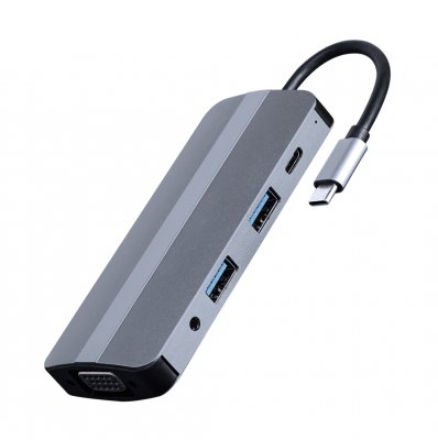 Док станція USB-C 8-в-1 (USB хаб 3.0/HDMI//VGA/PD/картридер/стерео-аудіо) (1 з 3)