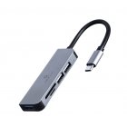 USB-С на 1 х USB 3.1 Gen1 (5 Gbps), 2 х USB 2.0, кардридер, метал, сірий
